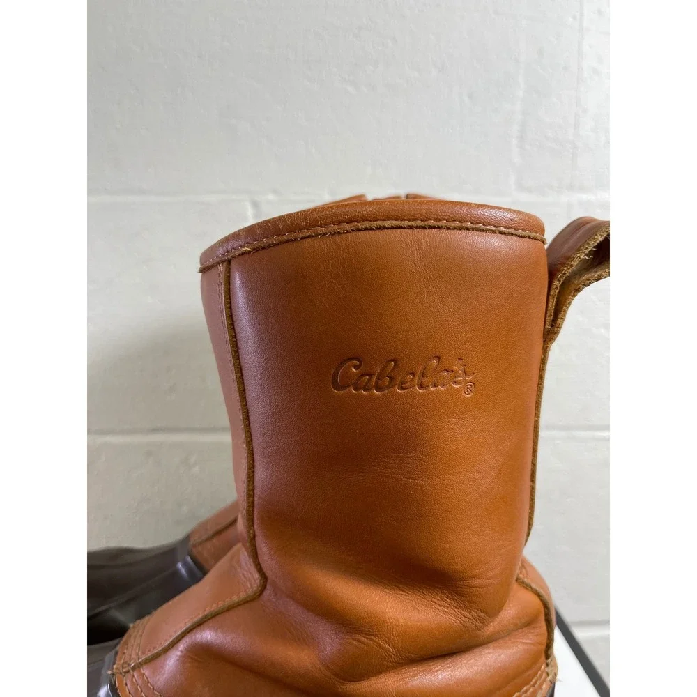 Cabela's Duck Boots Brown Leather Rubber Steel Shank Thinsulate‎ Pull On Men's 9